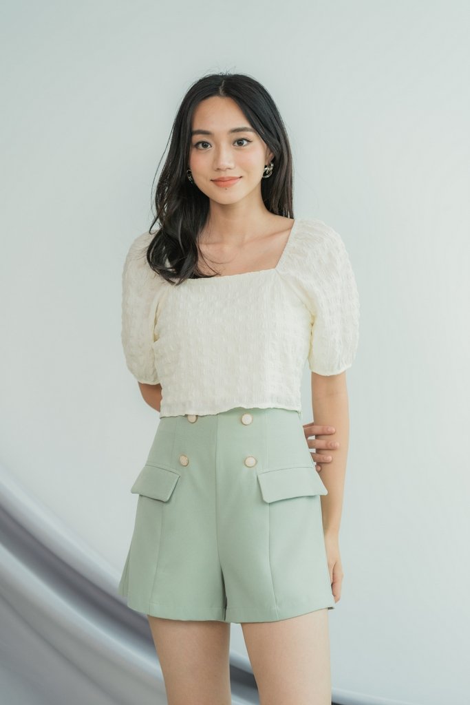 Elina Button Pocket Shorts in Sage (XS)