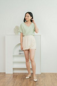 Adrielle Swiss Dots Ruffles Skorts in Sand (XS)