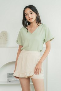 Adrielle Swiss Dots Ruffles Skorts in Sand (XS)