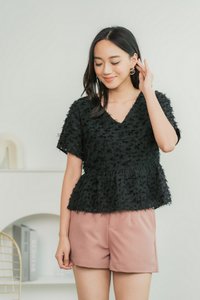 Andrea Furry Babydoll Top in Black (XS)
