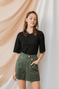 Nyla Button Pocket Shorts in Olive (XS)