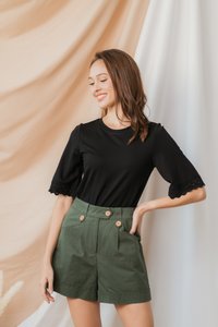 Nyla Button Pocket Shorts in Olive (XS)