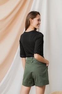 Nyla Button Pocket Shorts in Olive (XS)