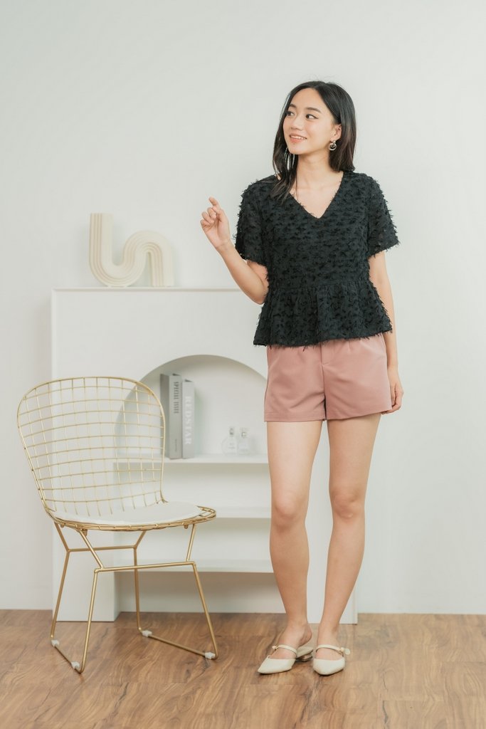 Andrea Furry Babydoll Top in Black (XS)