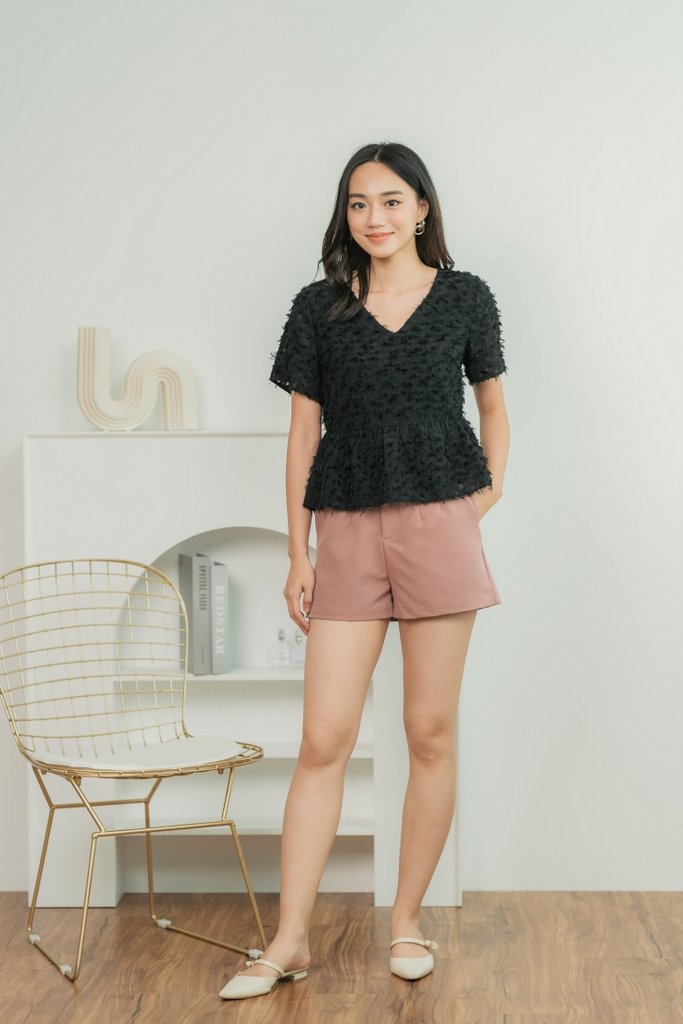 Andrea Furry Babydoll Top in Black (XS)
