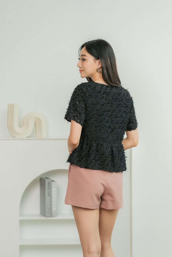 Andrea Furry Babydoll Top in Black (XS)