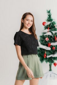 Sherlene High Waisted Shorts in Muted Green (XS)