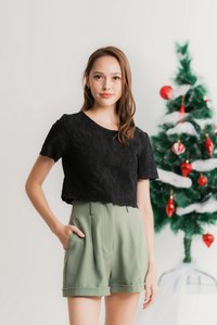Sherlene High Waisted Shorts in Muted Green (XS)
