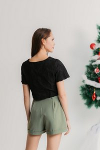 Sherlene High Waisted Shorts in Muted Green (XS)
