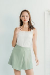 Rowan Pleated Button Skorts in Sage Green (XS)