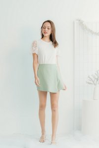 Rowan Pleated Button Skorts in Sage Green (XS)