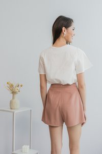 Gene Pleated High Waisted Skort in Apricot (XS)
