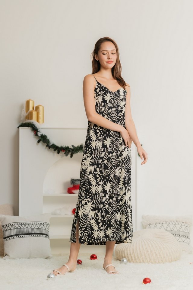 Frances Floral Camisole Maxi Dress in Black