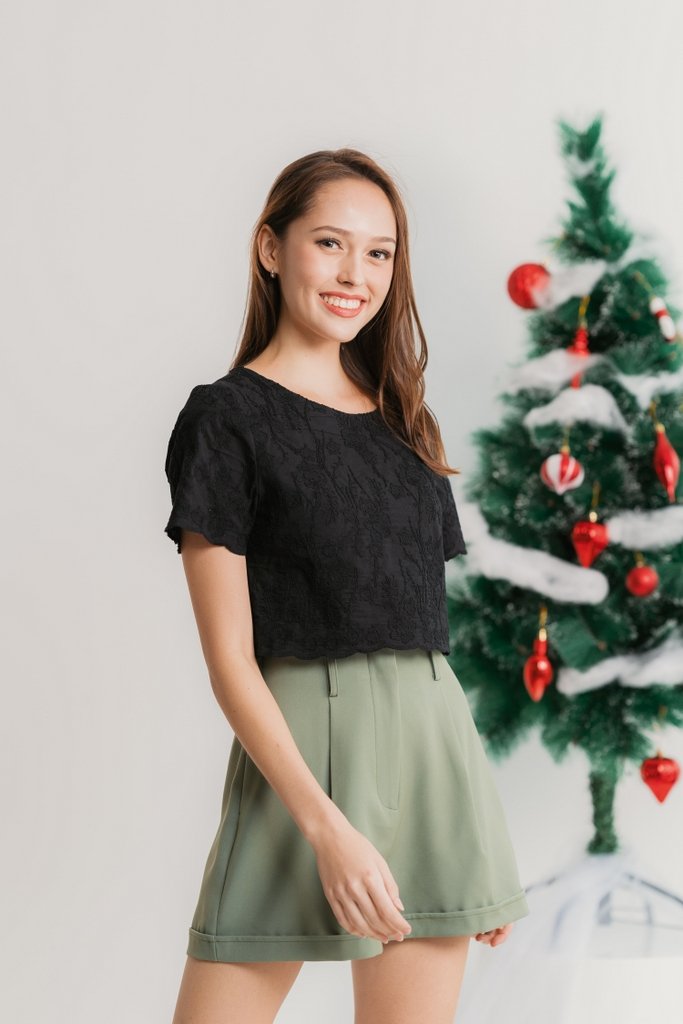 Sherlene High Waisted Shorts in Muted Green (XS)