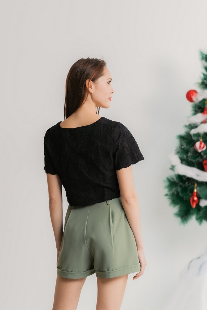 Sherlene High Waisted Shorts in Muted Green (XS)