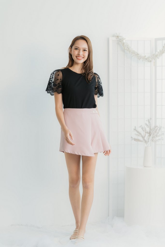 Rowan Pleated Button Skorts in Blush Pink (XS)