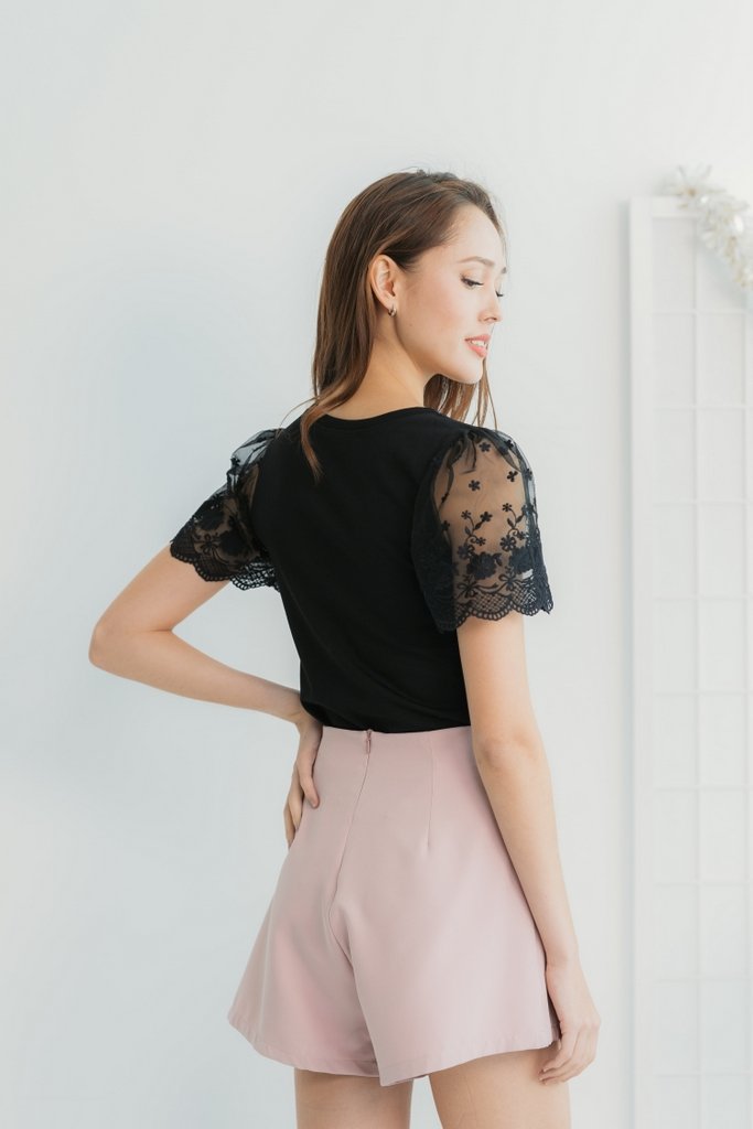 Rowan Pleated Button Skorts in Blush Pink (XS)