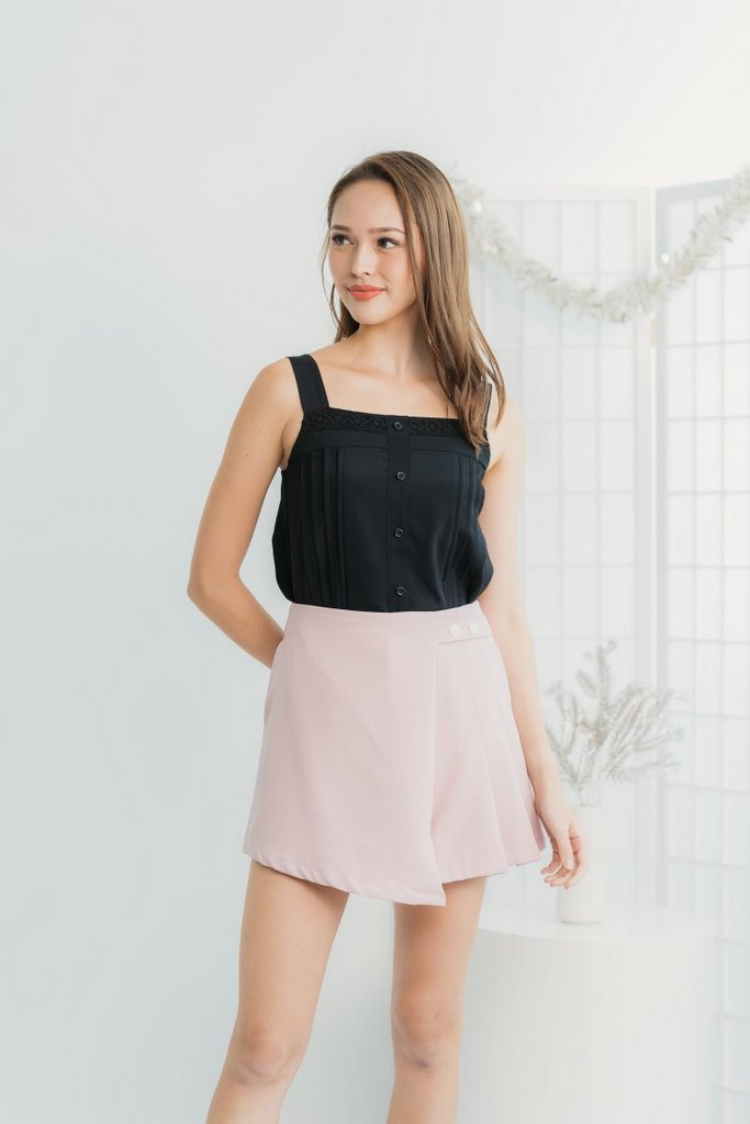 Rowan Pleated Button Skorts in Blush Pink (XS)