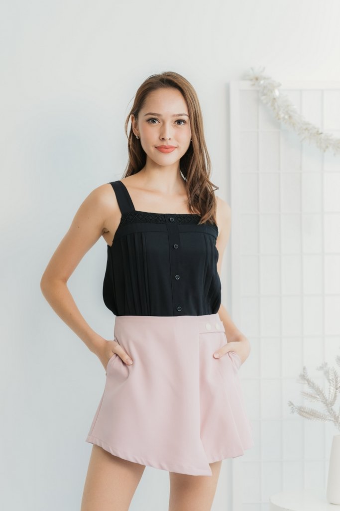 Rowan Pleated Button Skorts in Blush Pink (XS)