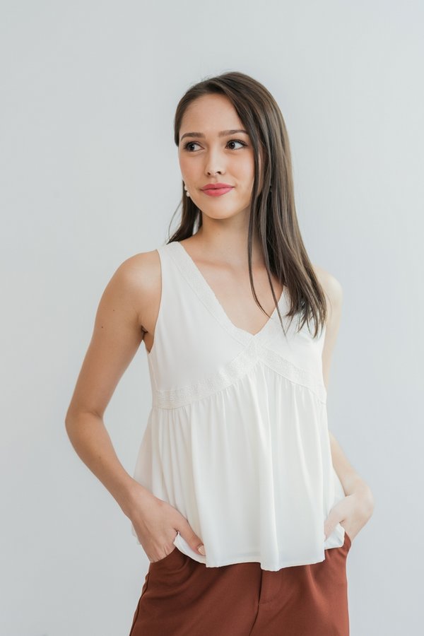 Haven Crochet Babydoll Top in White (XS)