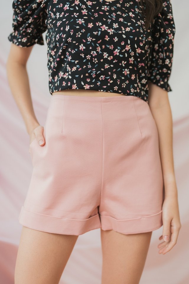 Genesis High-Waisted Tailored Shorts in Pink