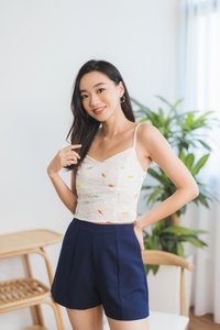 Melody Carrot Embroidery Camisole Top in White