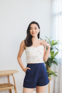 Melody Carrot Embroidery Camisole Top in White