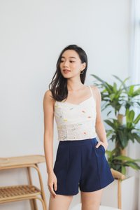 Melody Carrot Embroidery Camisole Top in White