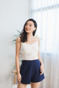 Melody Carrot Embroidery Camisole Top in White