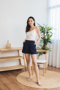 Melody Carrot Embroidery Camisole Top in White