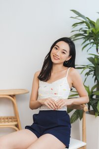 Melody Carrot Embroidery Camisole Top in White