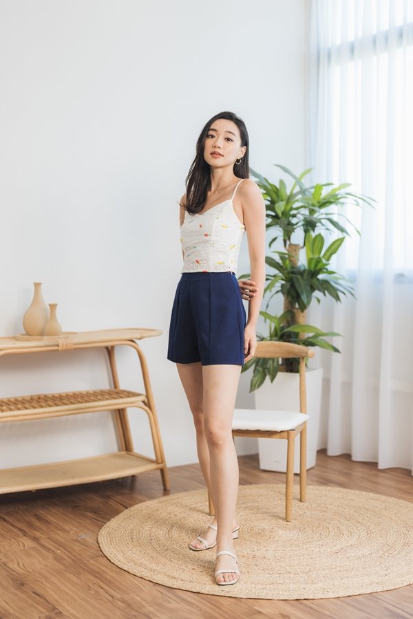 Melody Carrot Embroidery Camisole Top in White