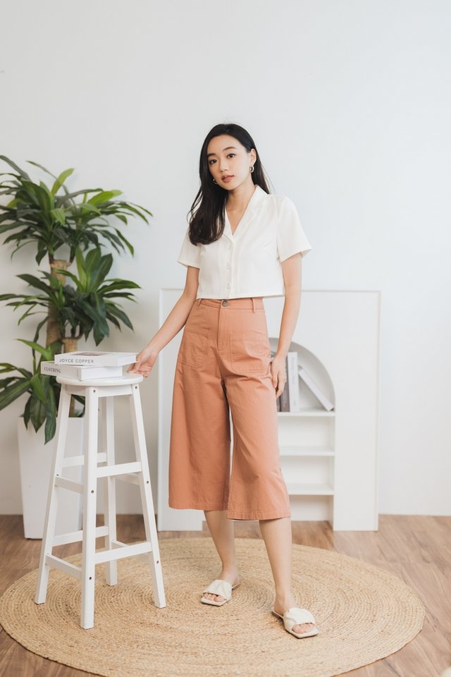 Constance High Waisted Culottes in Muted Sienna
