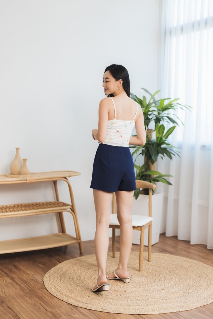 Melody Carrot Embroidery Camisole Top in White