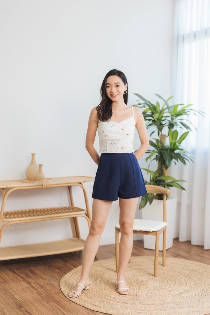 Melody Carrot Embroidery Camisole Top in White