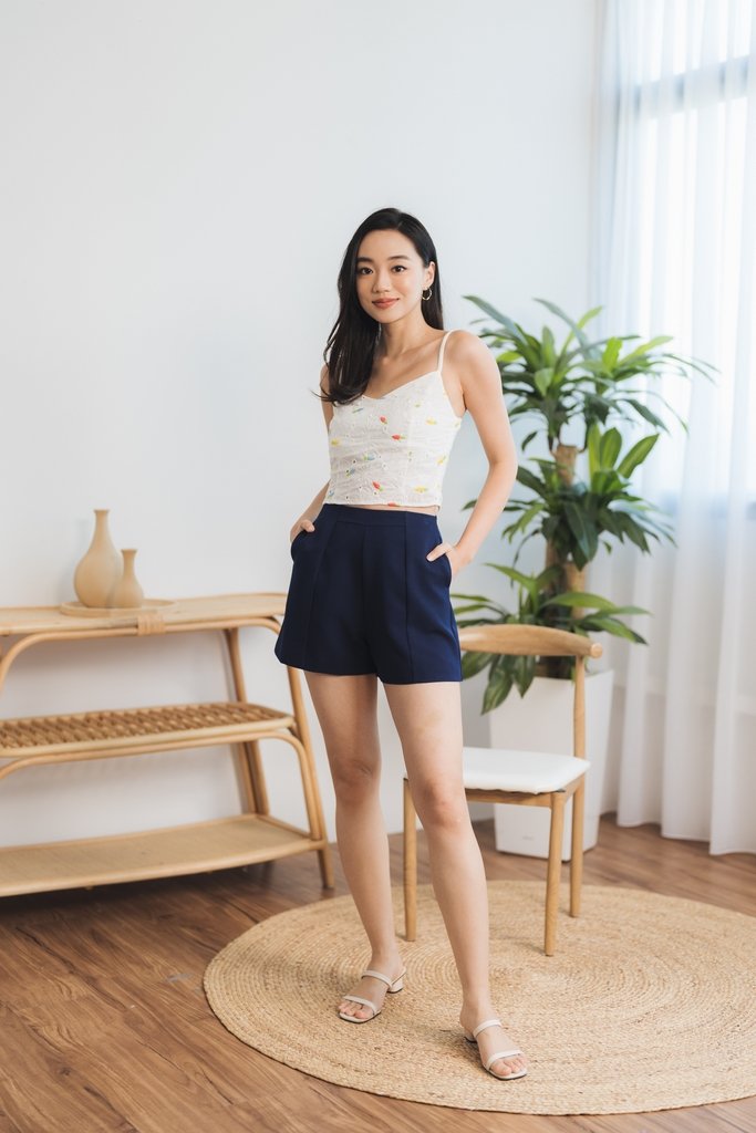 Melody Carrot Embroidery Camisole Top in White