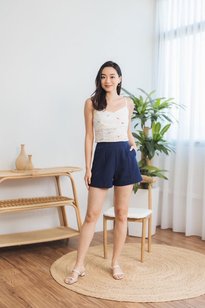 Melody Carrot Embroidery Camisole Top in White
