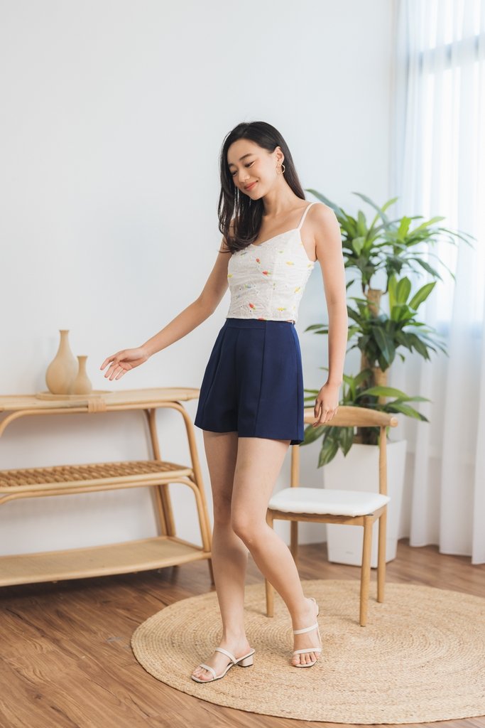 Melody Carrot Embroidery Camisole Top in White