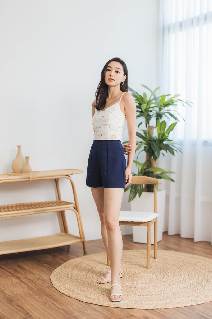 Melody Carrot Embroidery Camisole Top in White
