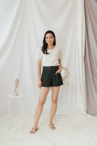 Raquel High-Waisted Tailored Shorts in Dark Olive (XS)