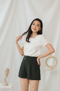 Raquel High-Waisted Tailored Shorts in Dark Olive (XS)