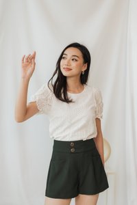 Raquel High-Waisted Tailored Shorts in Dark Olive (XS)