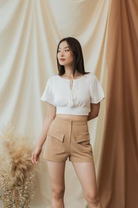 Marcella High-Waisted Pocket Shorts in Latte