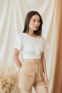 Marcella High-Waisted Pocket Shorts in Latte