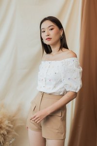 Marcella High-Waisted Pocket Shorts in Latte
