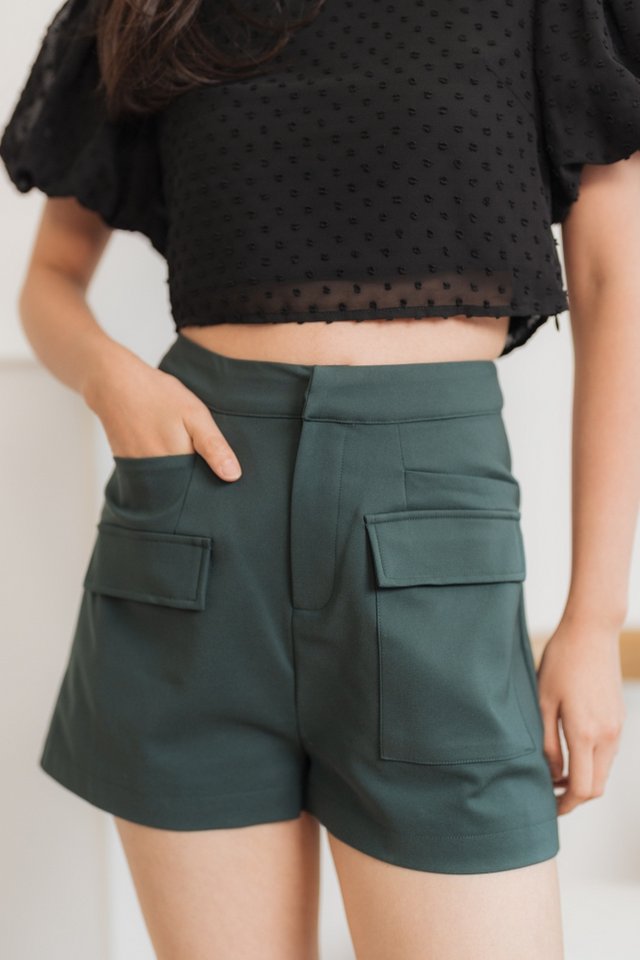 Chandler High-Waisted Pocket Shorts in Forest