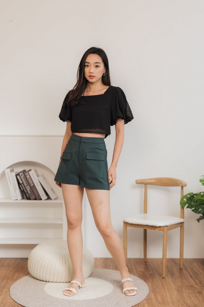 Chandler High-Waisted Pocket Shorts in Forest (XS)