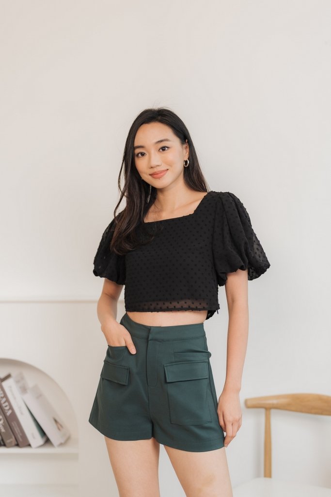 Chandler High-Waisted Pocket Shorts in Forest (XS)