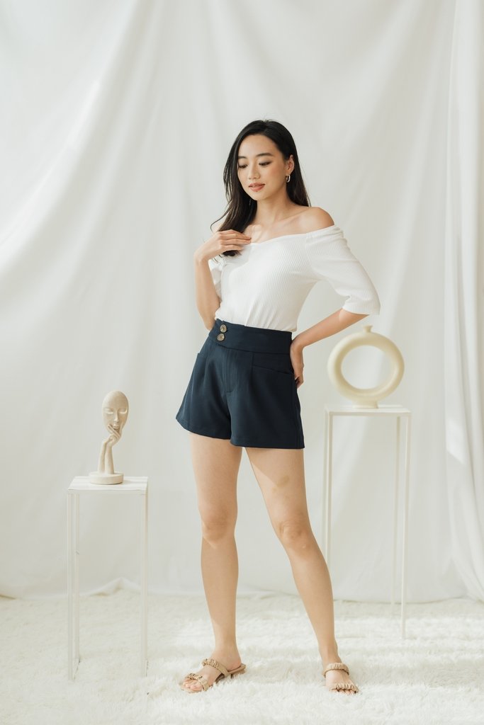 Raquel High-Waisted Tailored Short in Dark Navy (XS)