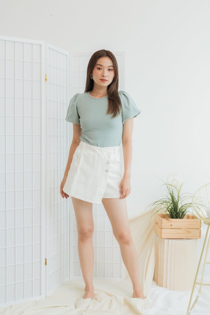 Jesse Denim Button Skorts in White (XS)